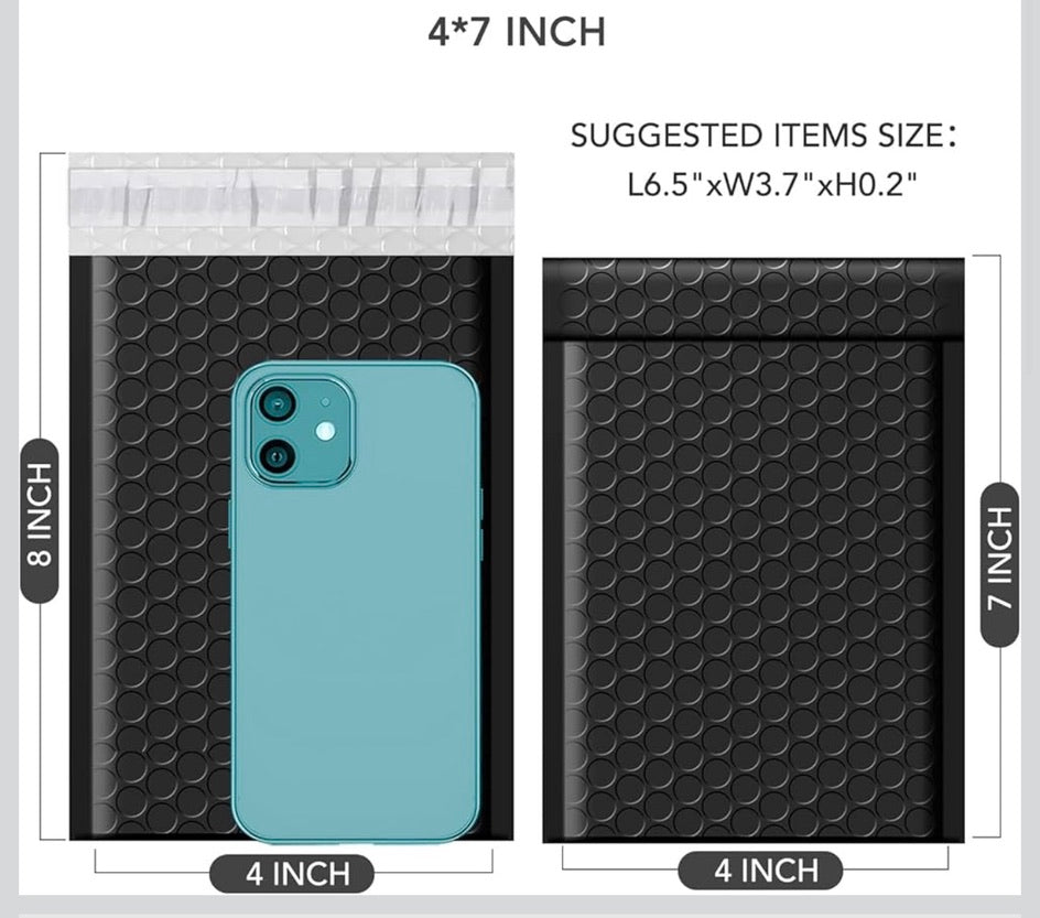 25 Bubble Mailers 4x7